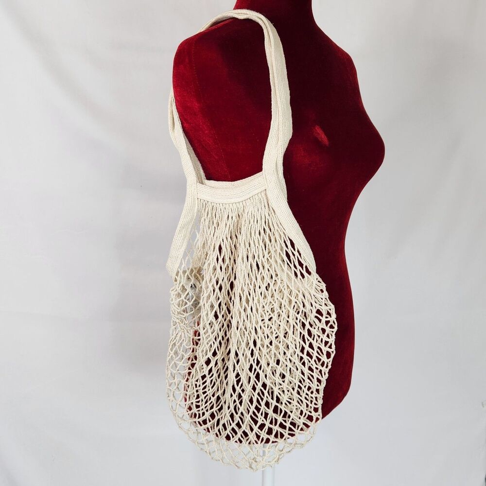 H&M Cream Cotton Net French Market Tote Bag Shopper Reusable Eco Friendly Boho